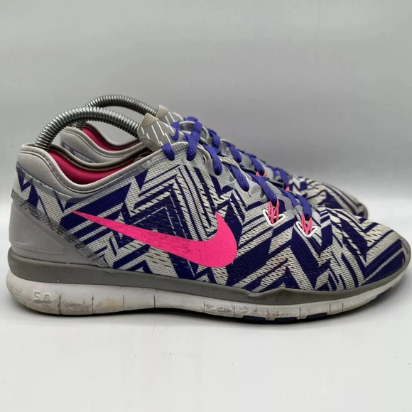 Nike Free 5.0 TR Fit 5 Print Women’s 8.5 Wolf Gray Purple Running 704695-005 - Picture 1 of 8